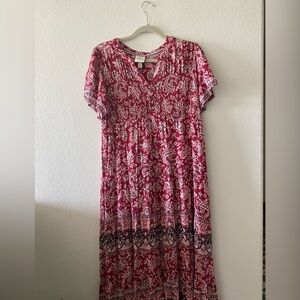 Knox rose, Red Boho Floral Detailed Long Dress